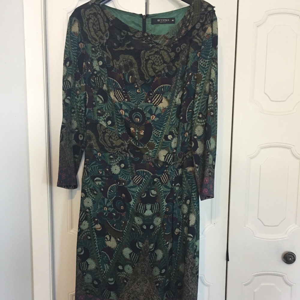 Etro green print dress, EU46/US10, NWT, mint condition